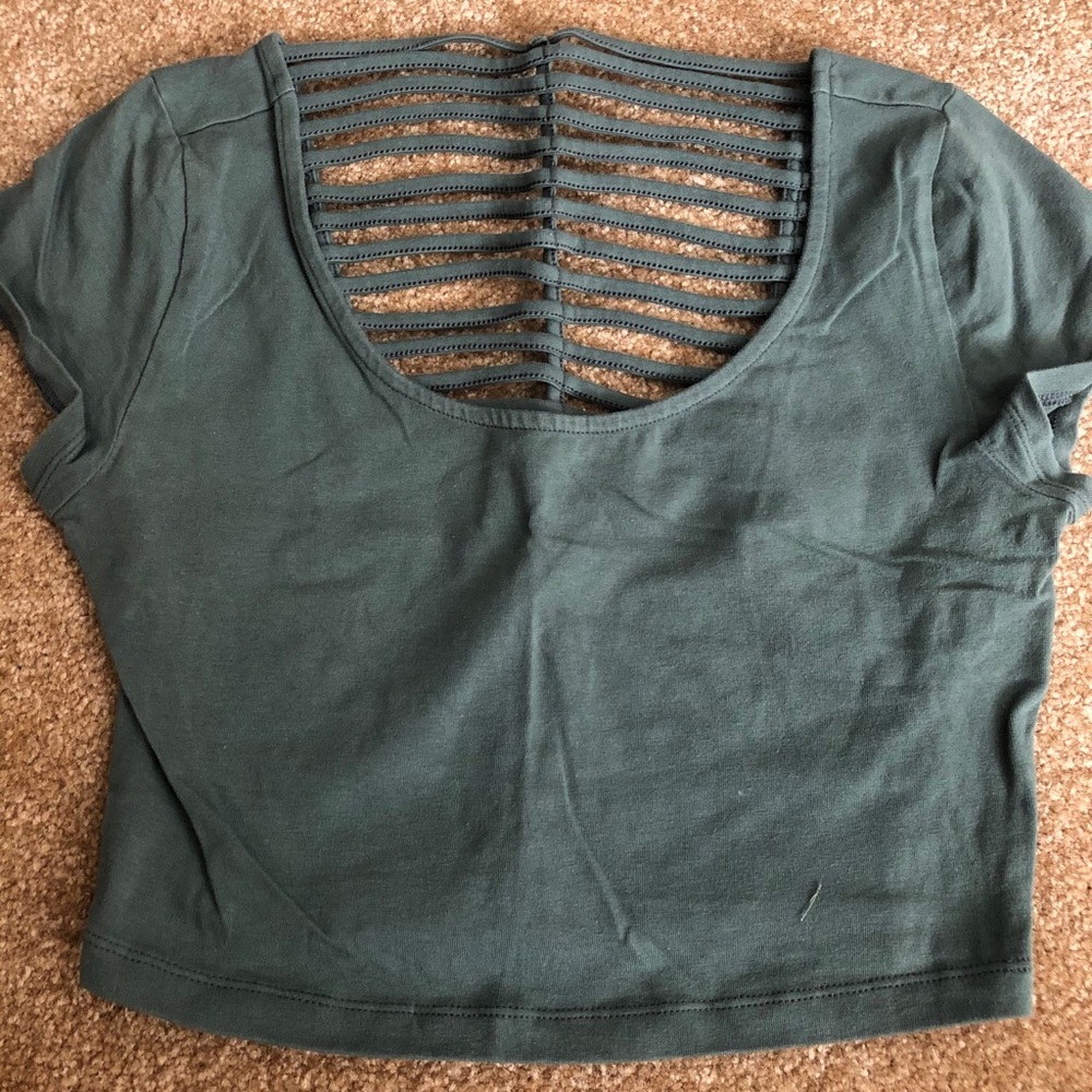 Green Cropped Top with Strapped Back